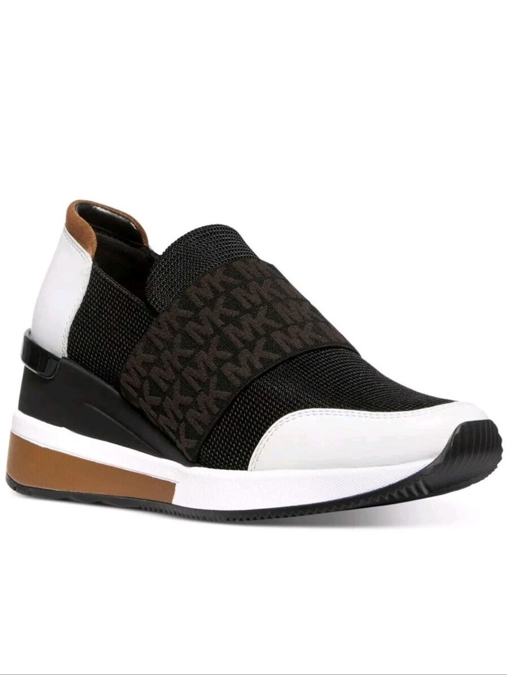 *GENTLY USED* Michael Kors Felix Mesh sneakers slip on trainer Black Optic White